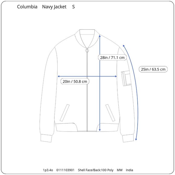 Columbia Navy Blue Full Zip Jacket Mens S Fleece Lined Zipper Pockets Logo - Picture 10 of 10